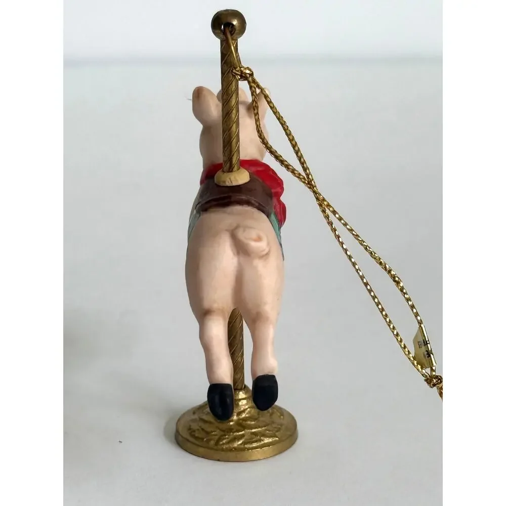Vintage Carousel Pig Ornament with Brass Stand Carousel Memories Willitts Design